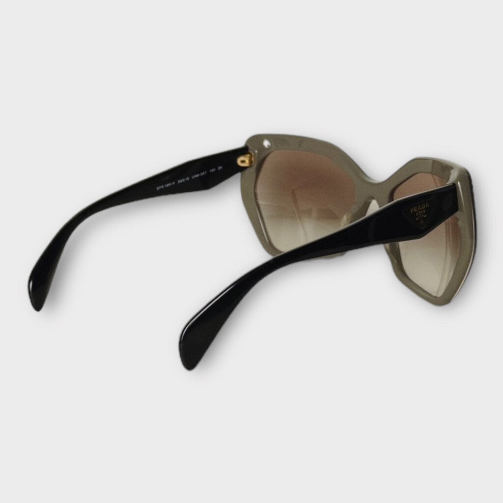 Prada Black & Grey Geometric Frame Sunglasses