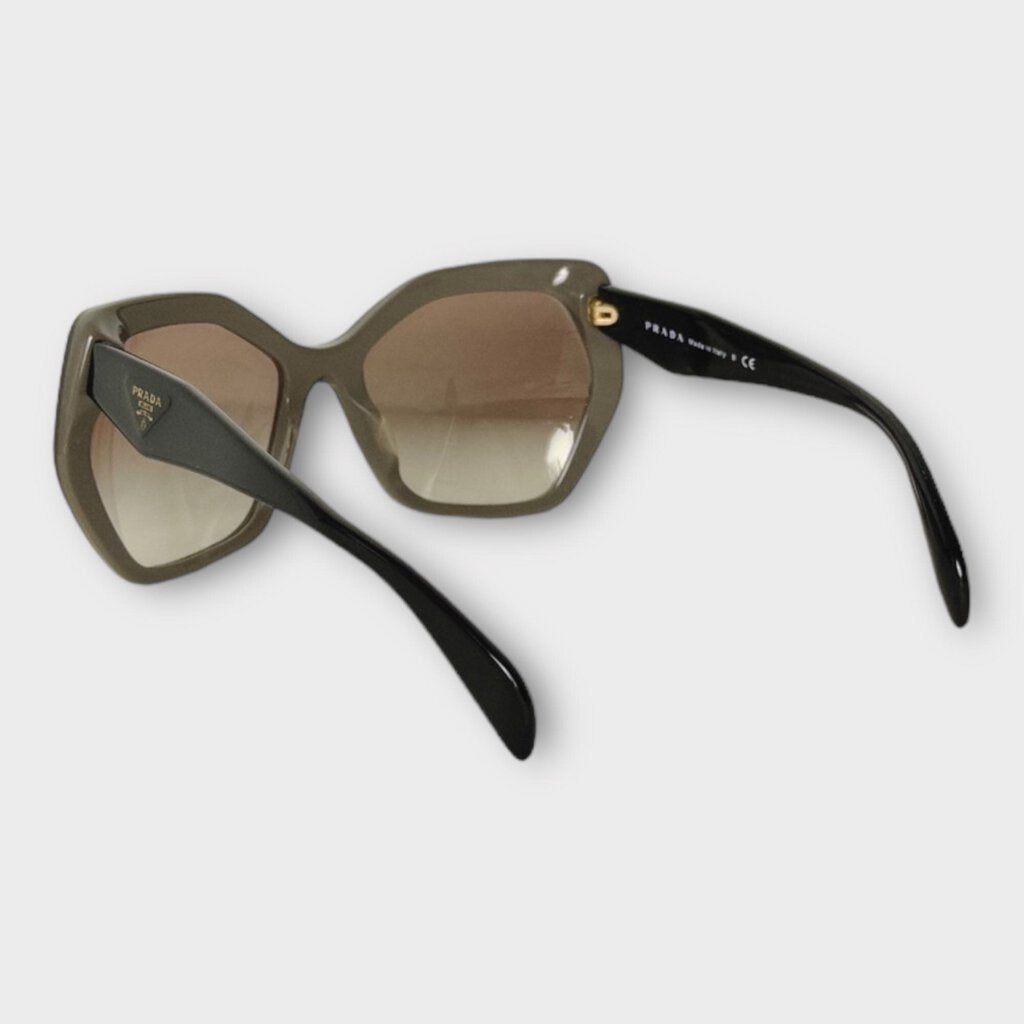 Prada Black & Grey Geometric Frame Sunglasses