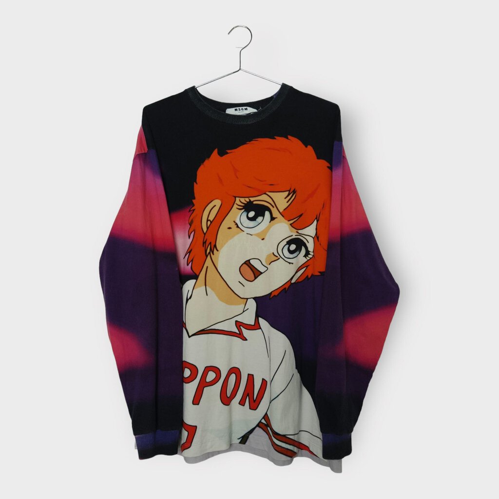 MSGM SS19 Pink & Purple Anime Print Long Sleeve