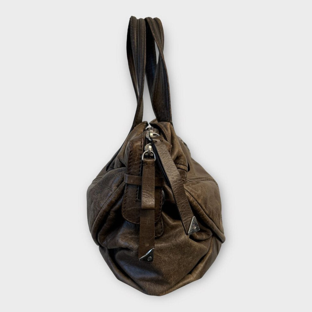 Brown Cracked Leather Handbag