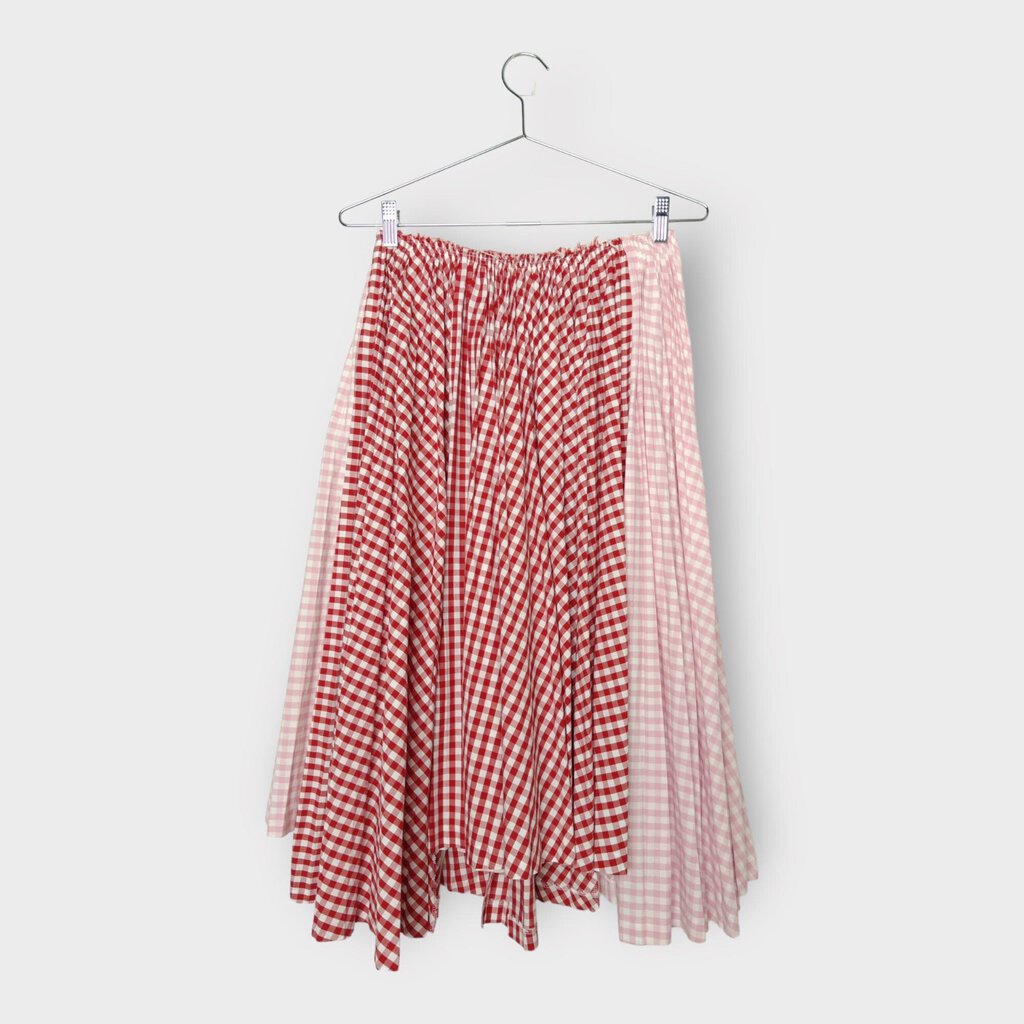Pink Red Contrast Pleated Gingham