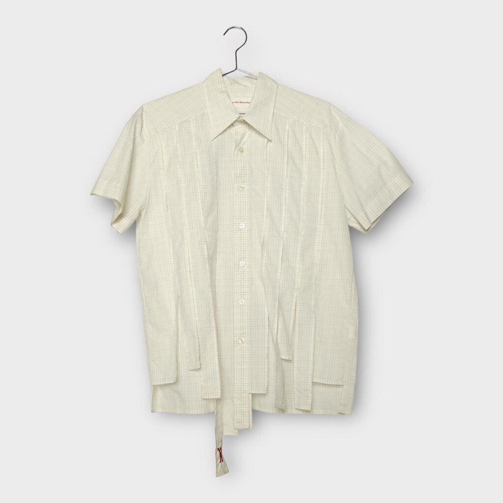 Walter Van Beirendonck Cream Plaid Panelled Strap Button Up