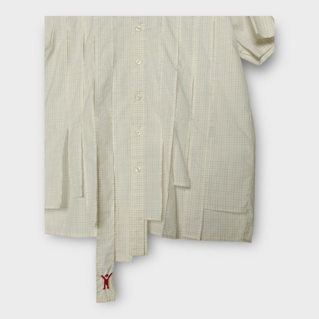 Walter Van Beirendonck Cream Plaid Panelled Strap Button Up