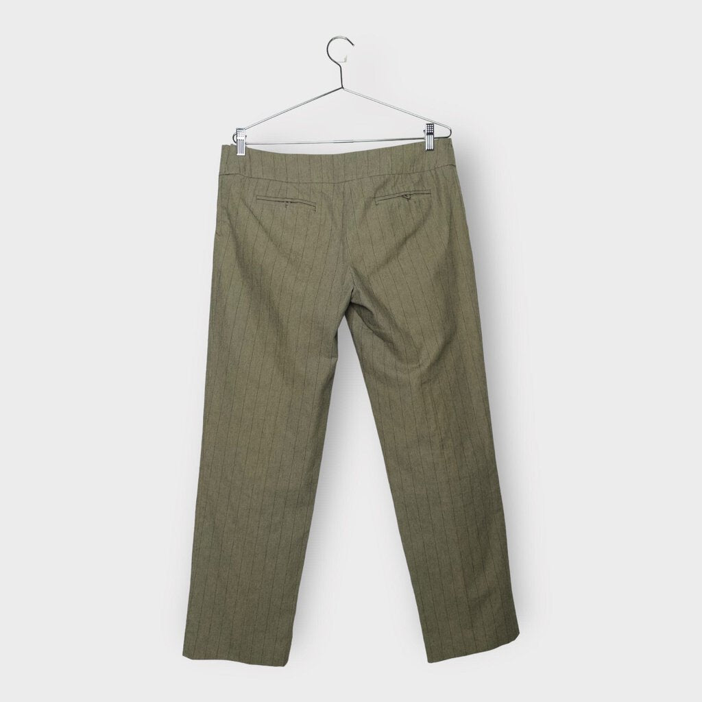 Grey Pinstripe Pleat Front Pants
