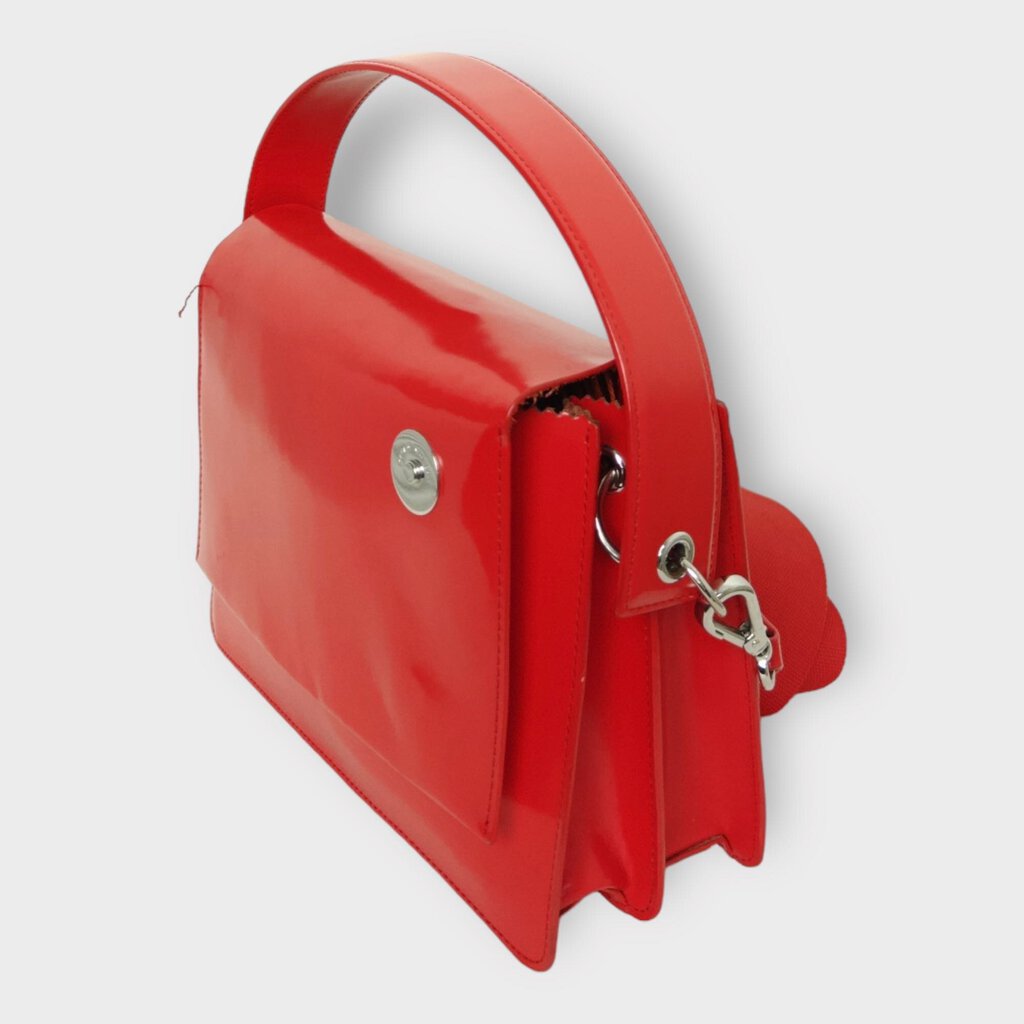 Red Structured Silver Hardware Bag