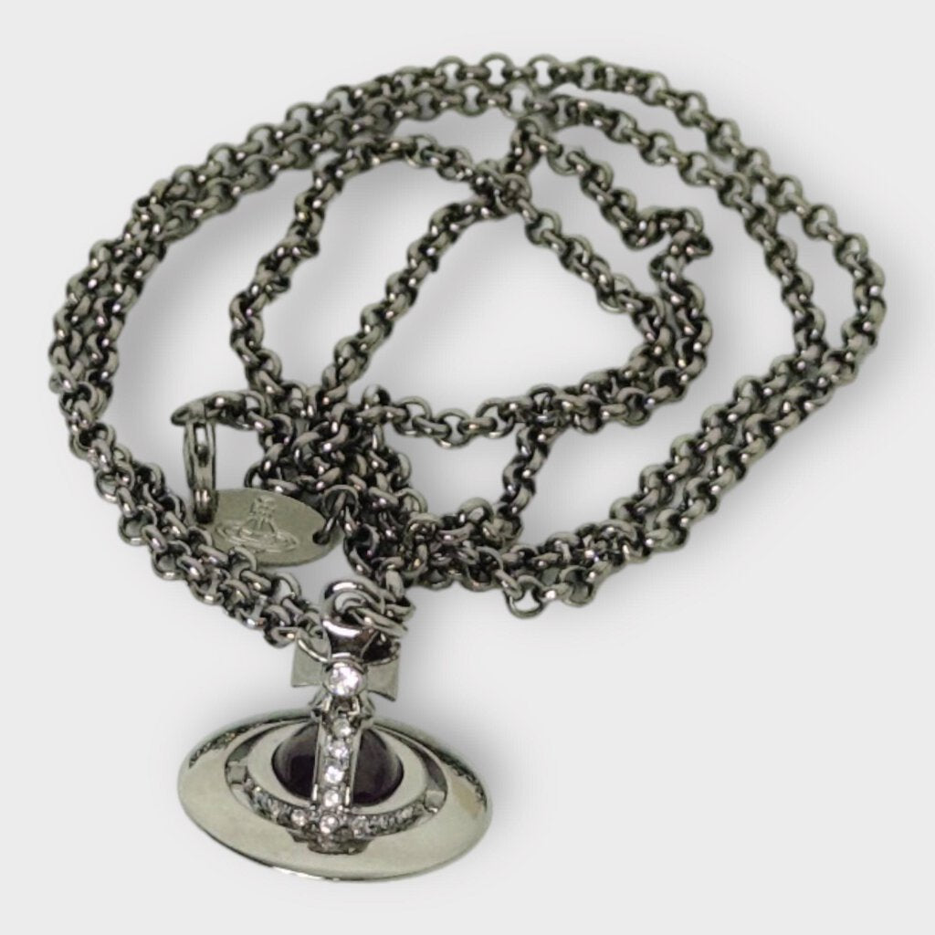 Ruthenium Long Chain Orb Necklace