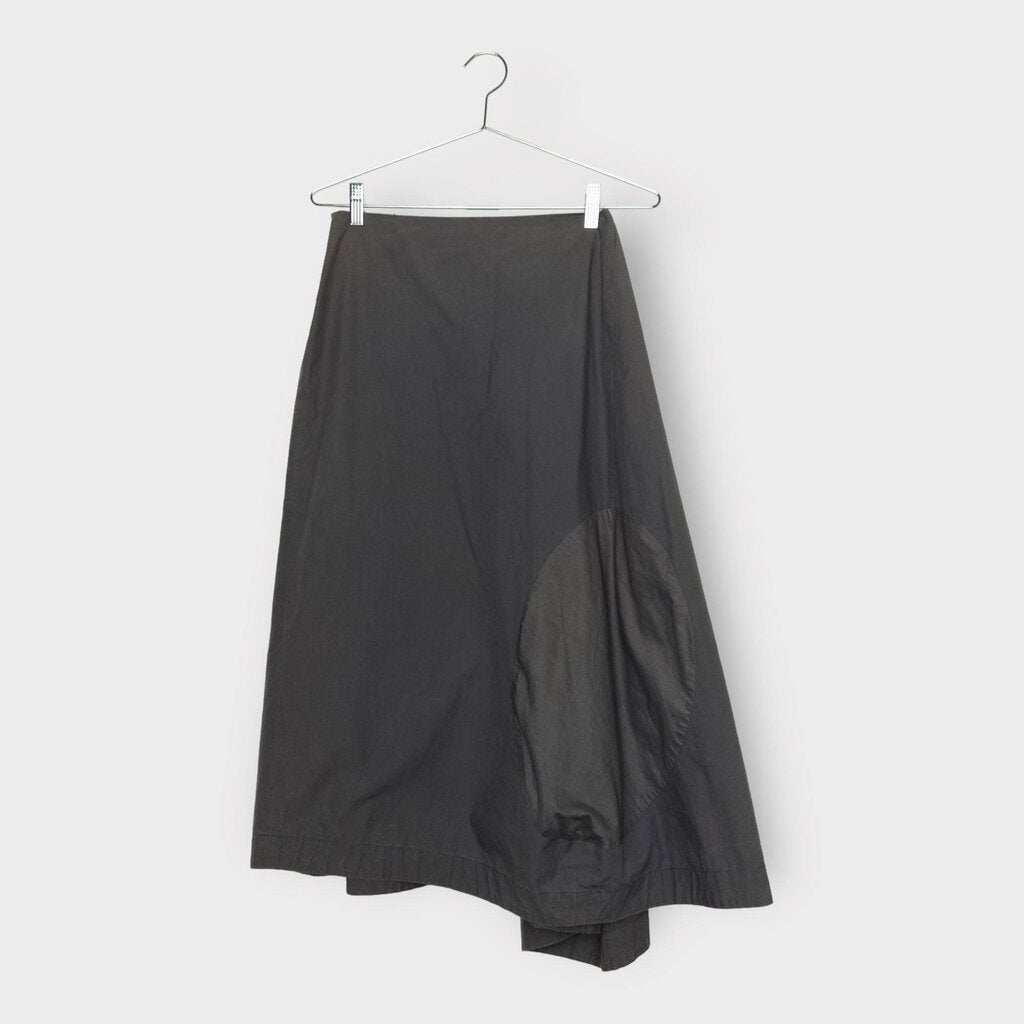 Grey Asymmetrical Cotton Midi Skirt
