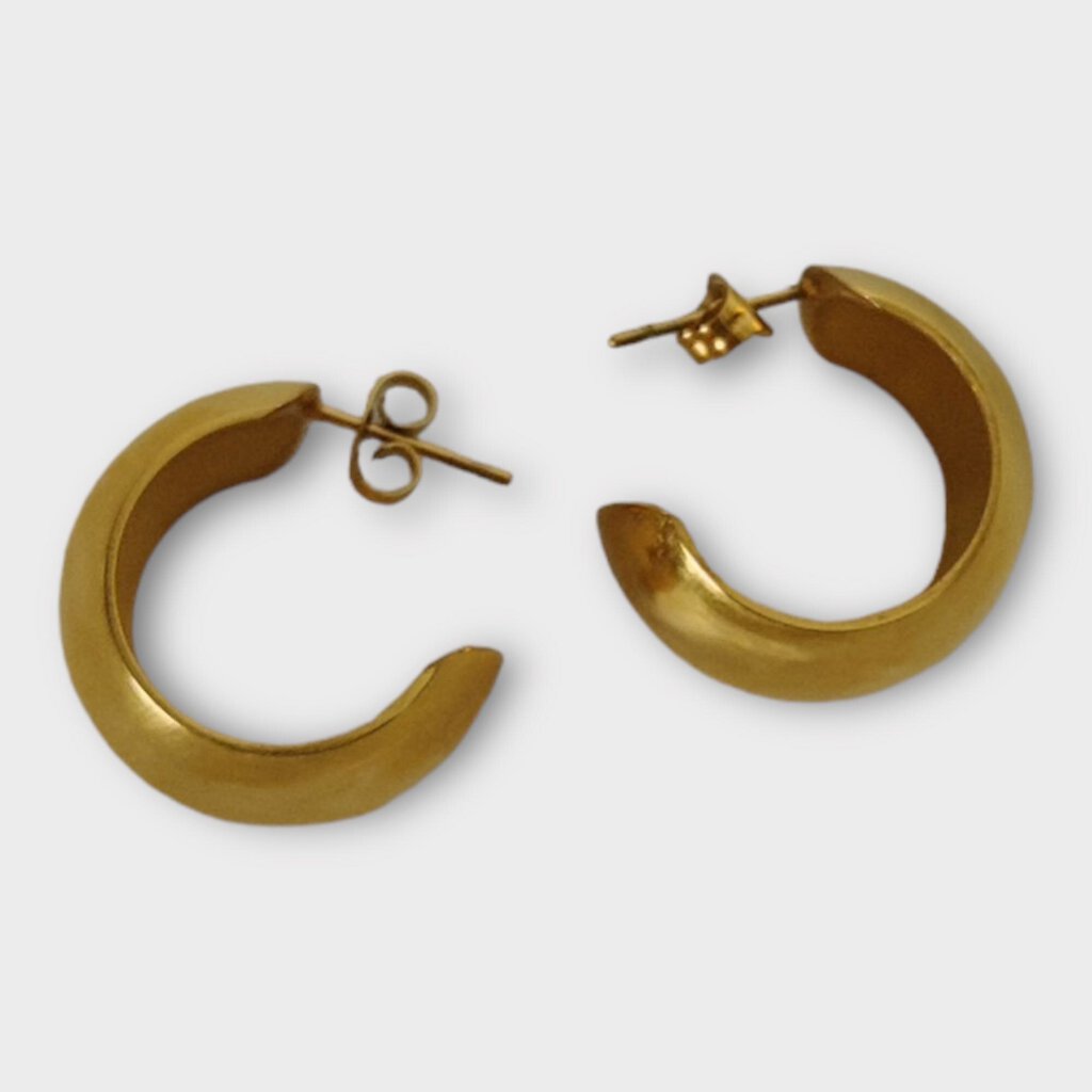 Chunky Gold Half Hoops w Box