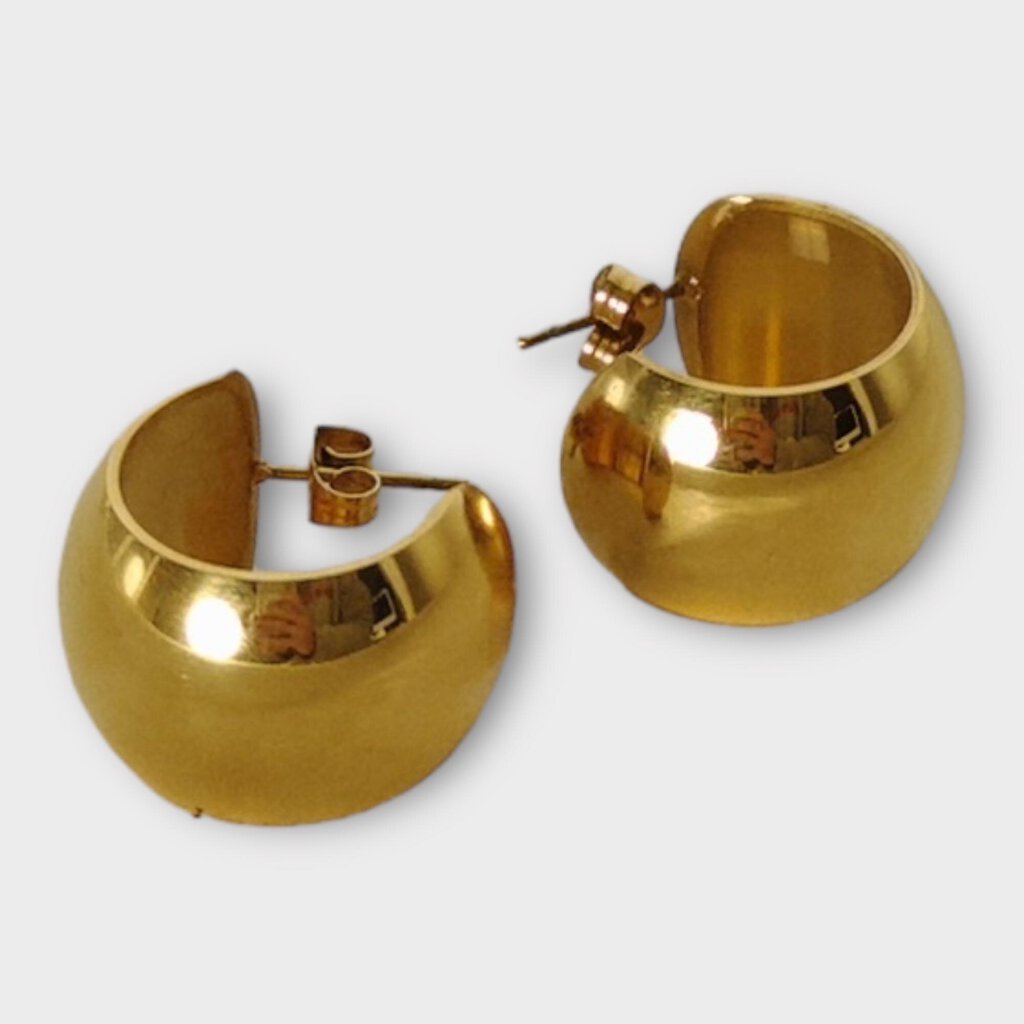 Chunky Gold Half Hoops w Box