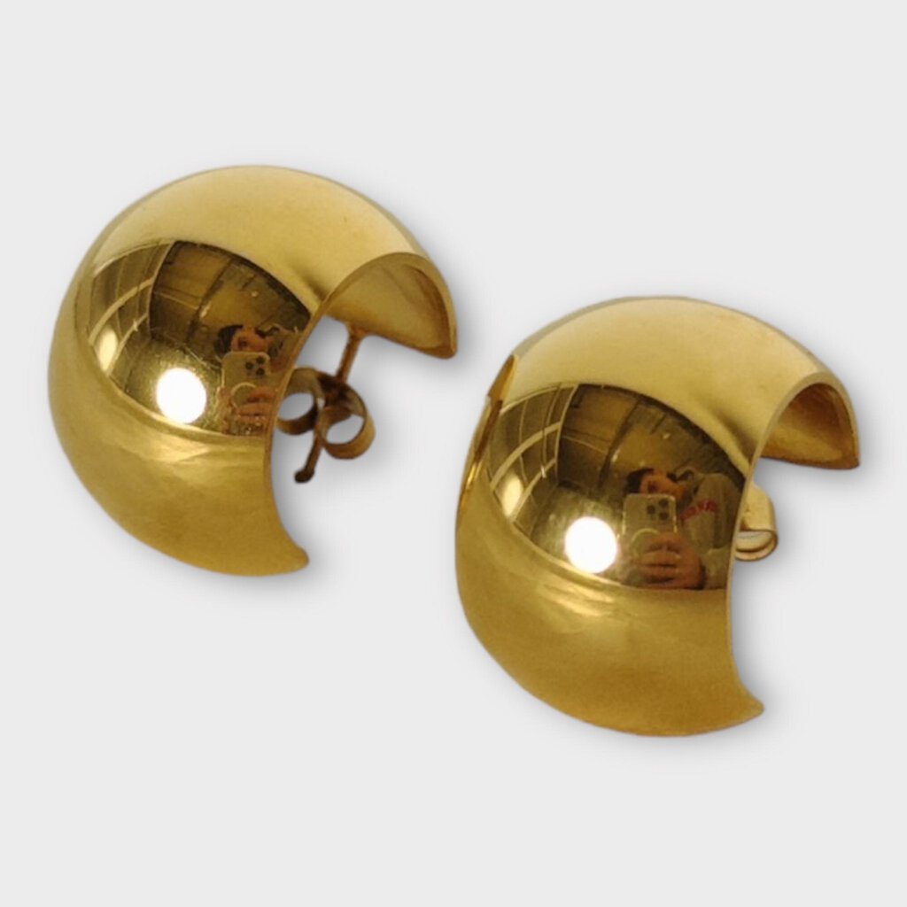 Chunky Gold Half Hoops w Box