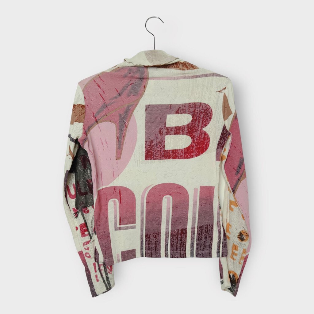 Custo Barcelona White Red & Orange Print High Neck Top