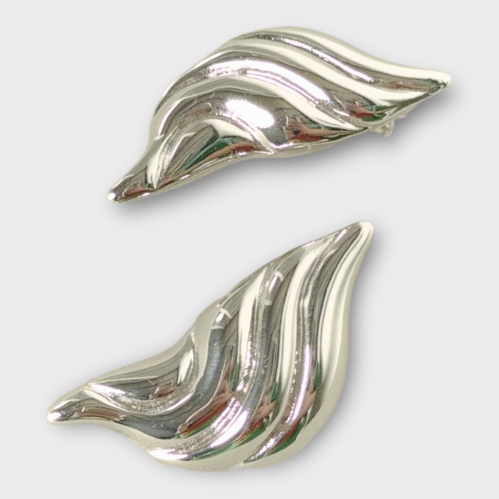 Silver Croissant Earrings with Case