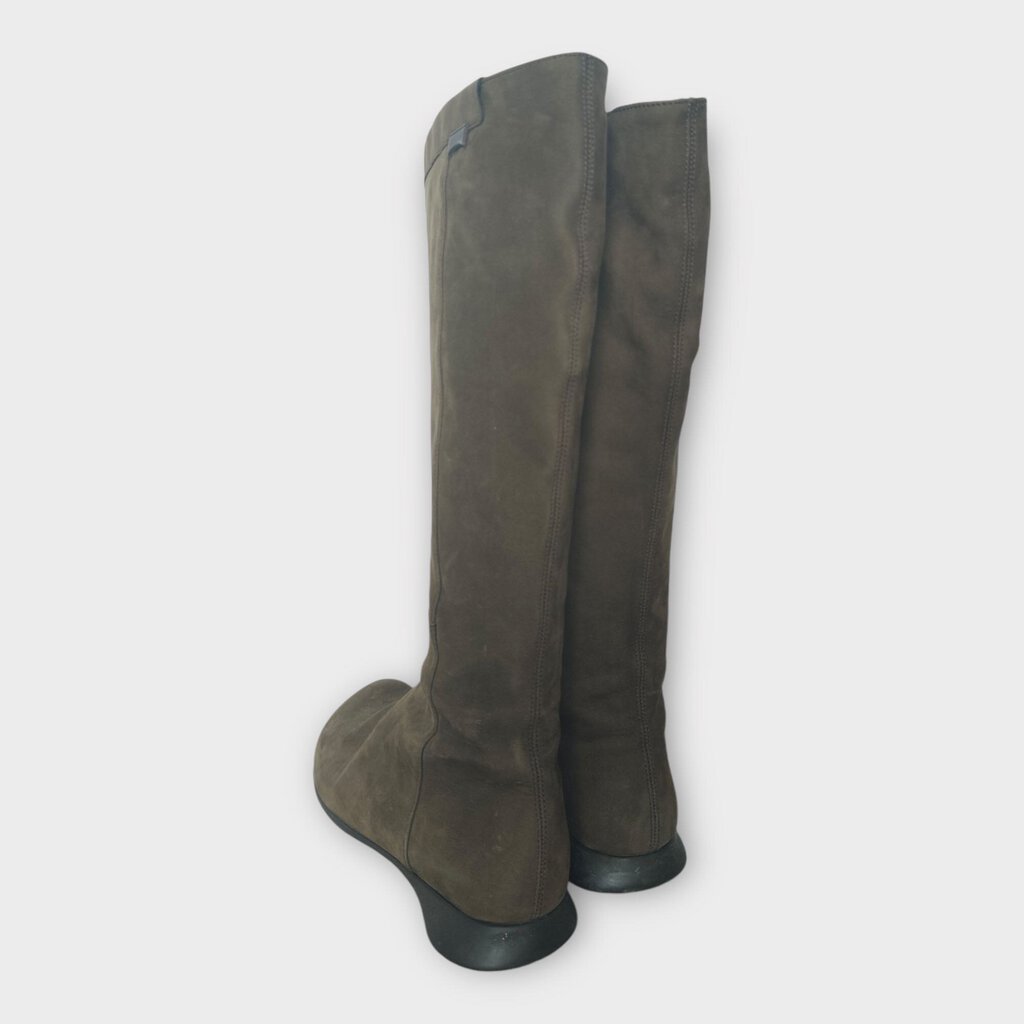 Brown Suede Calf High Boot