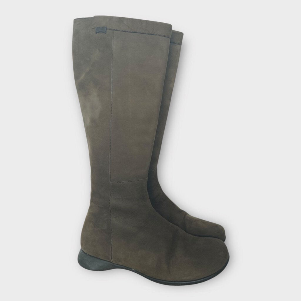Brown Suede Calf High Boot