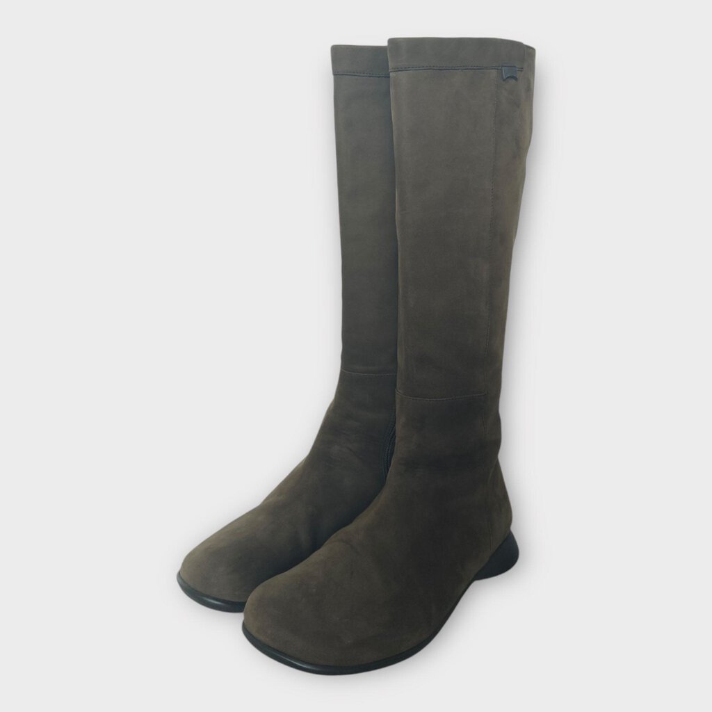 Brown Suede Calf High Boot