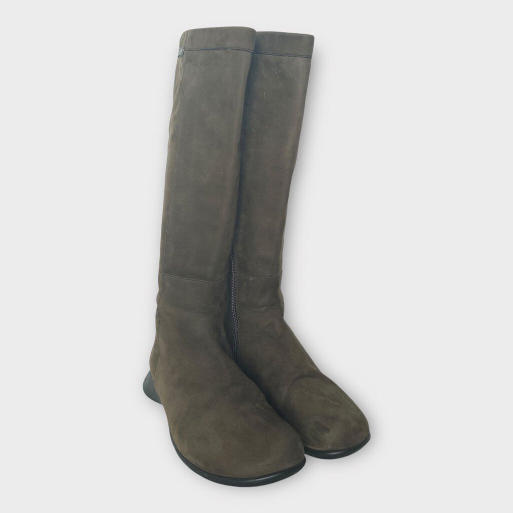 Brown Suede Calf High Boot