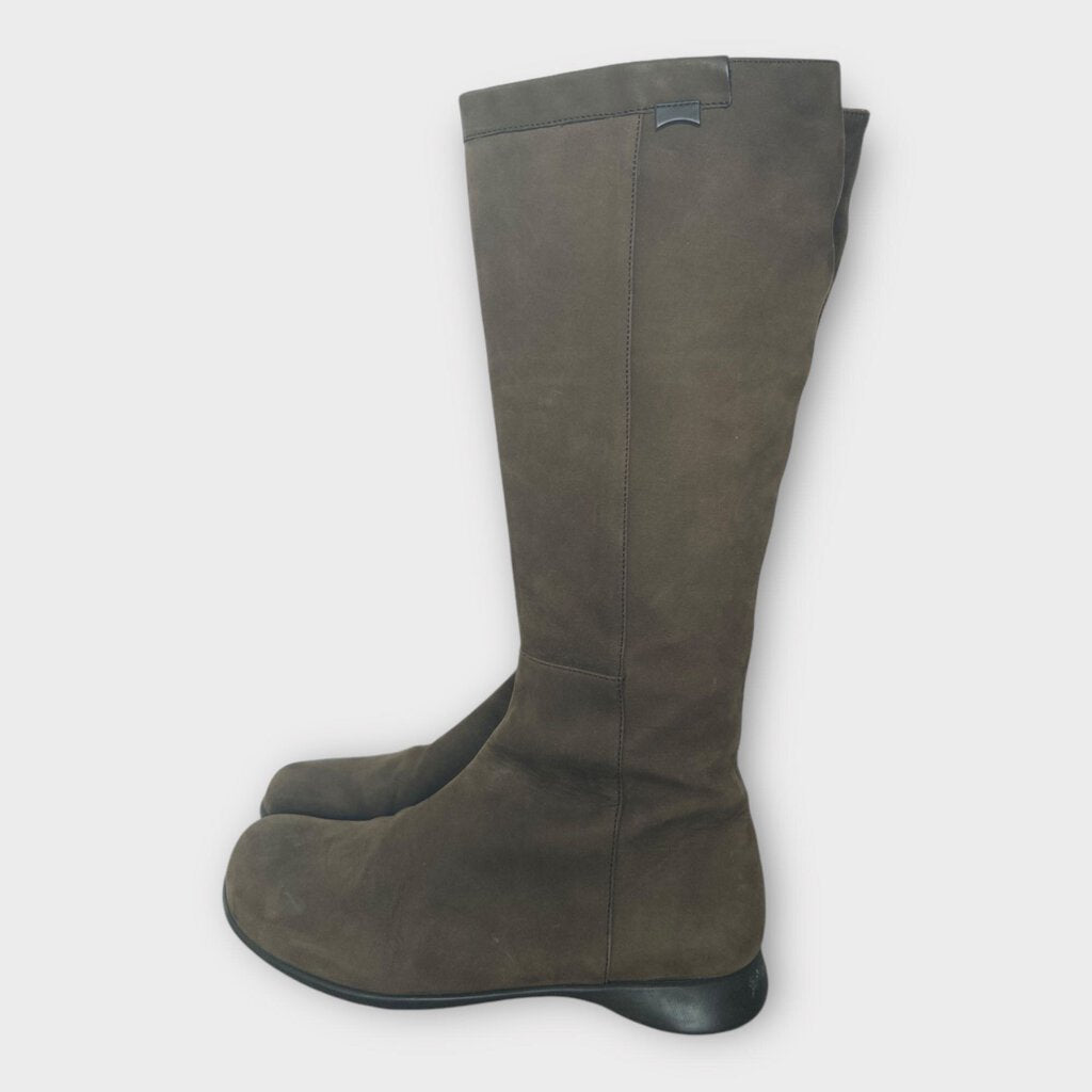 Brown Suede Calf High Boot