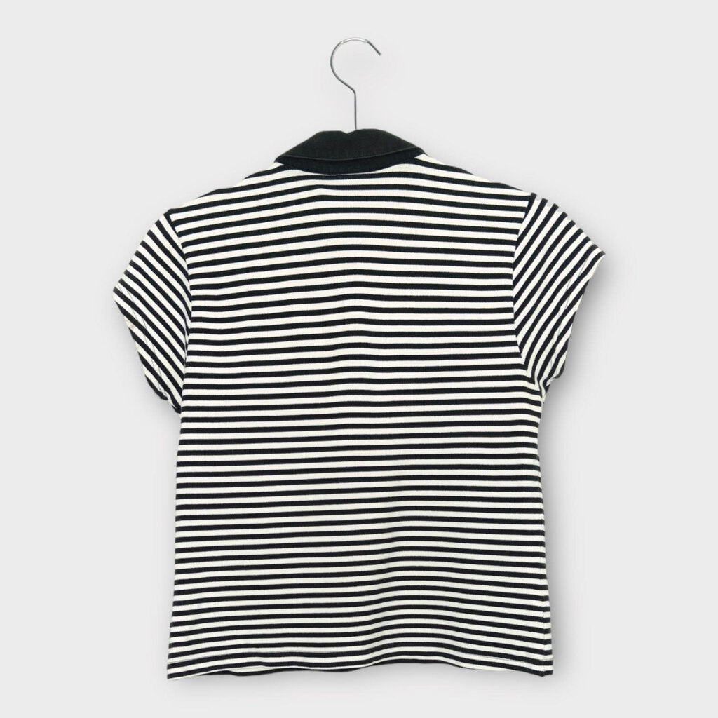 Polo Jeans Black & White Striped Crop Polo
