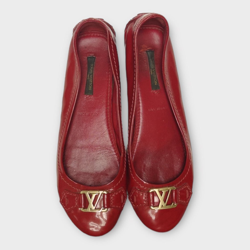 Patent Red LV Ballet Flat & Dust Bag
