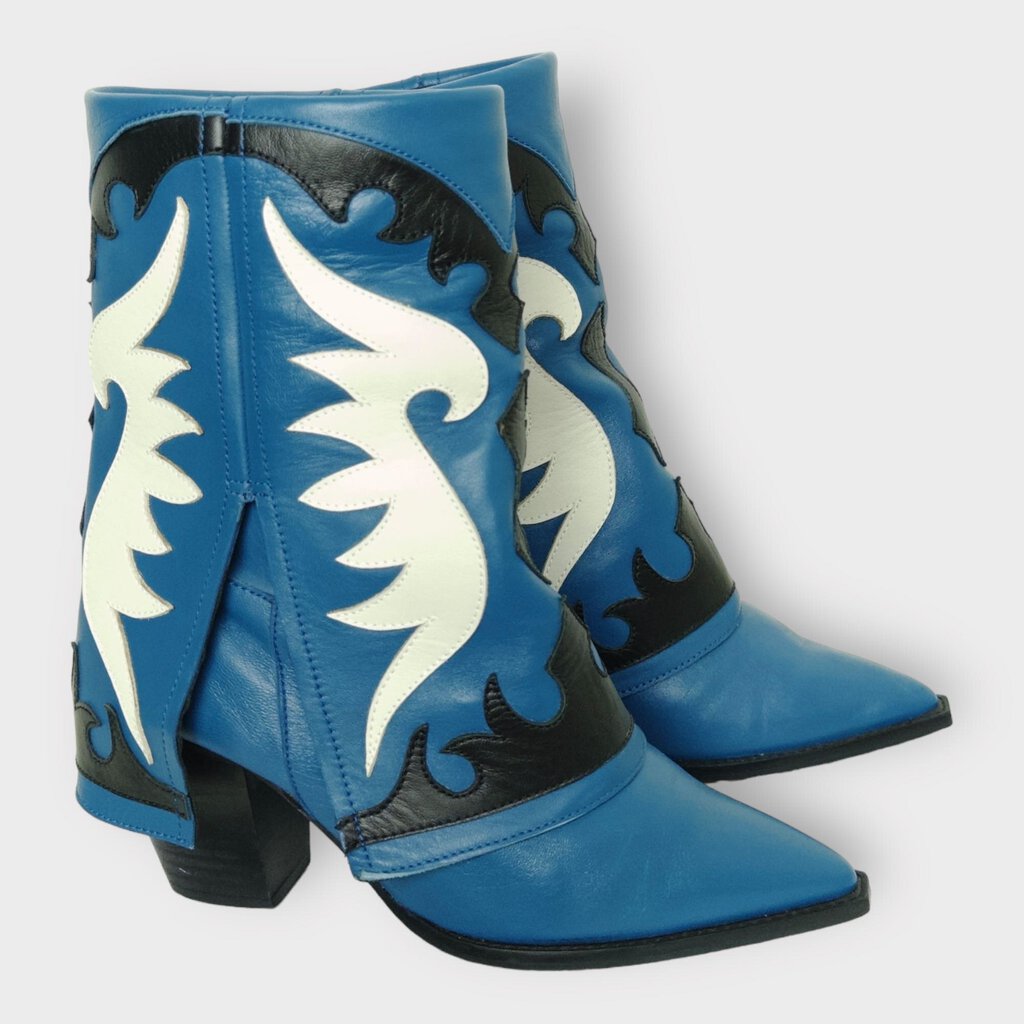 Blue Fold Over Western Boot