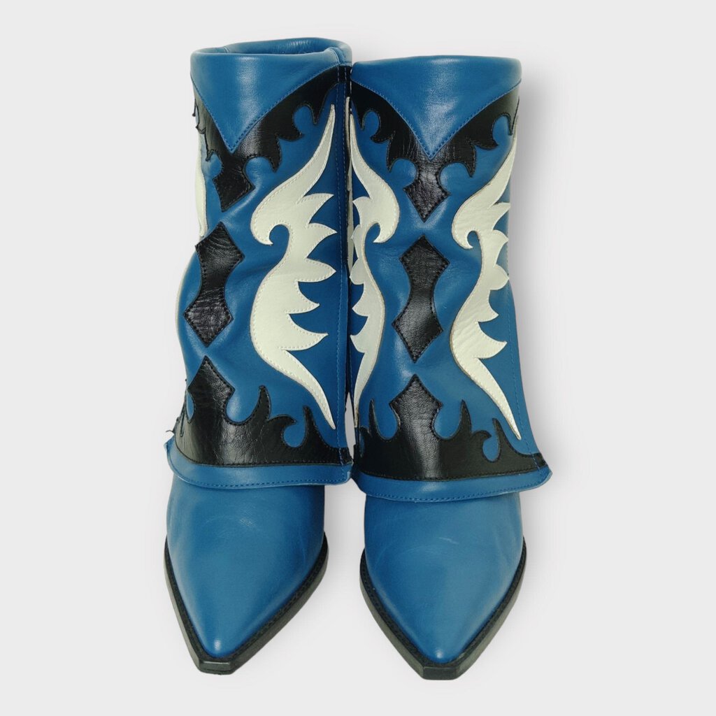 Blue Fold Over Western Boot