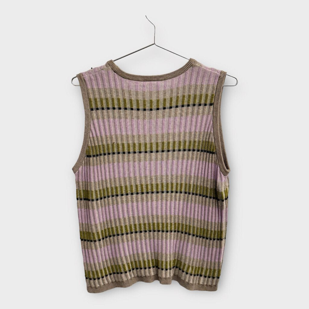 Kowtow Purple Grey & Green Ribbed Cotton Knit Top