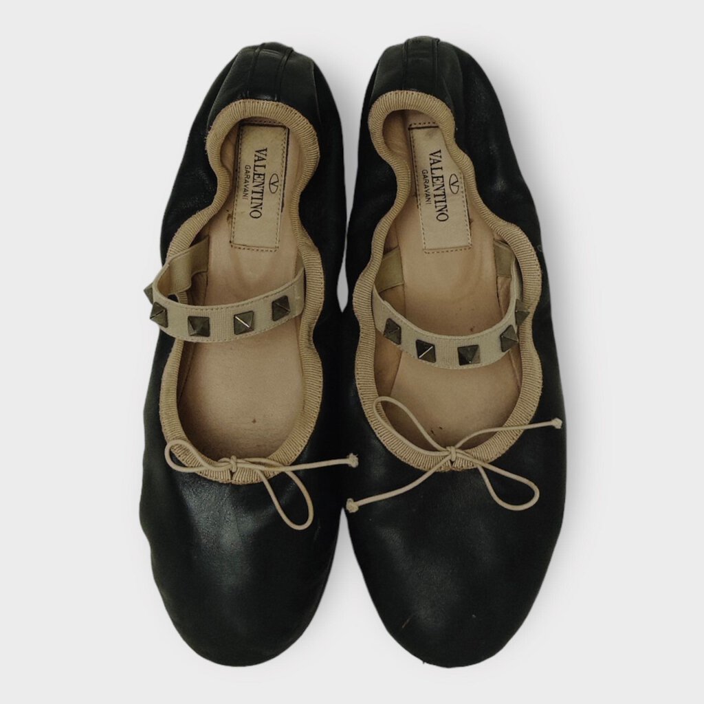 Black Studded Strap Ballet Flats