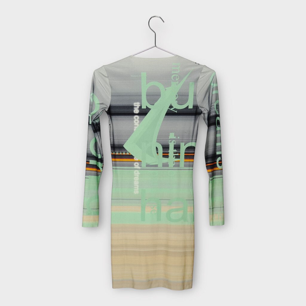 Green & Grey Digital Print Asymmetric Skirt