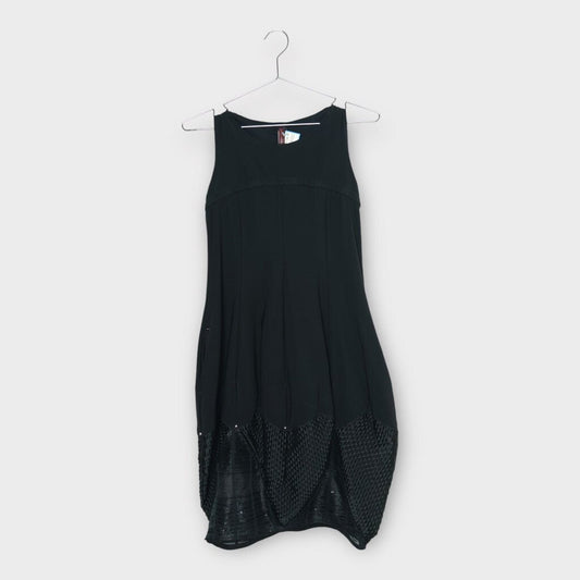 Black Smock w Panelled Bubble Hem Midi