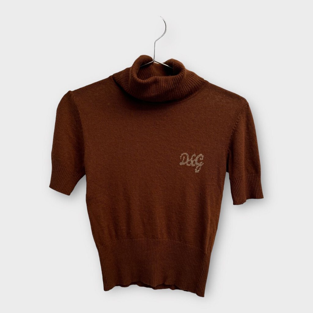 Dolce & Gabbana Brown Knit Turtleneck Tee