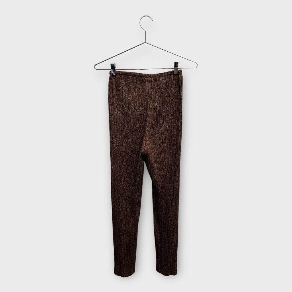 Brown Digi Print Perma Pleat Pant