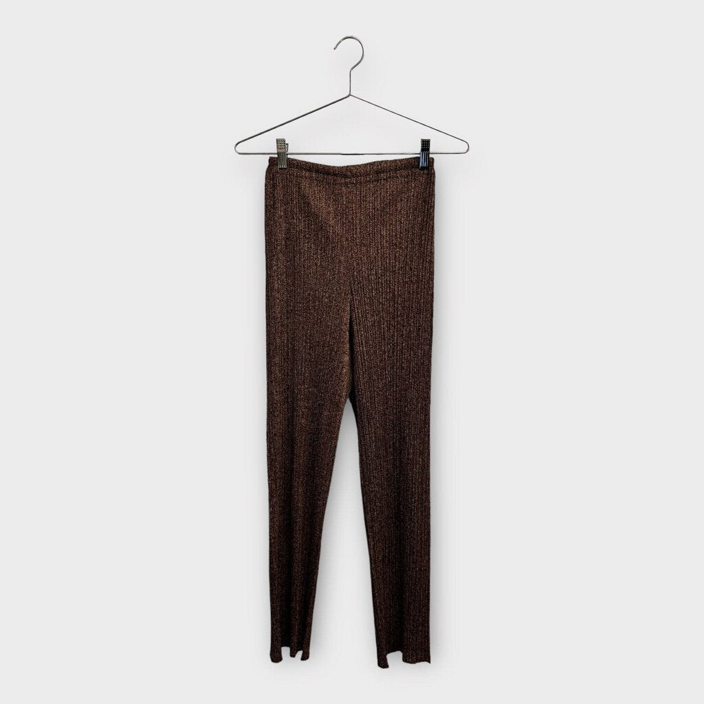 Brown Digi Print Perma Pleat Pant