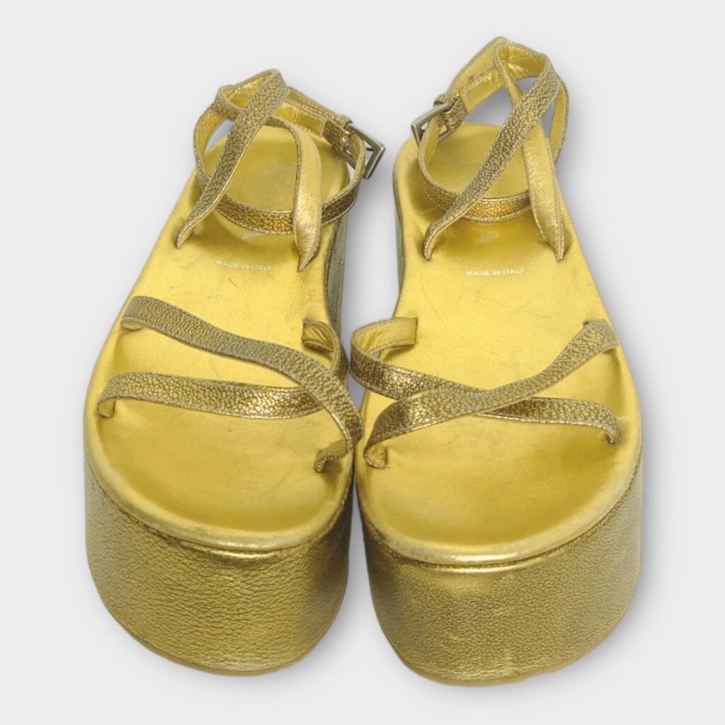 Prada Gold Flatform Sandals