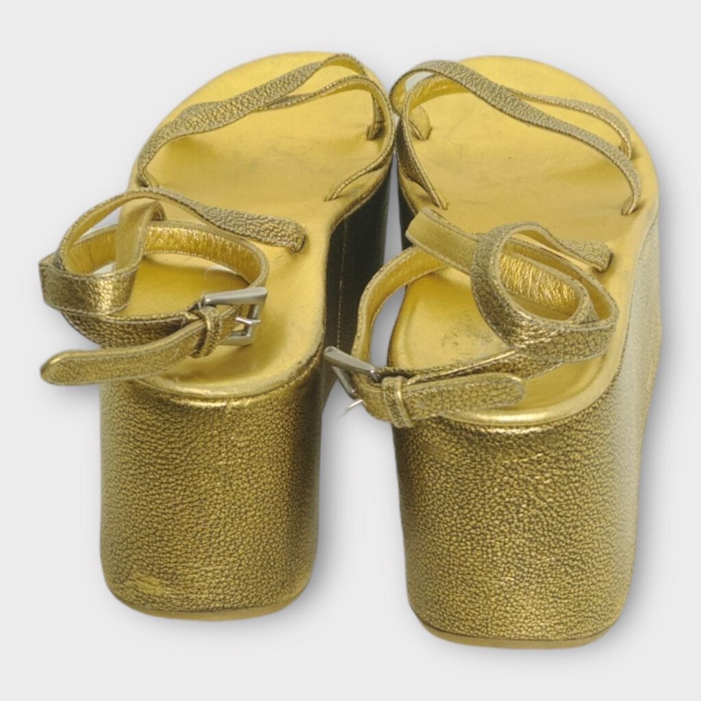 Prada Gold Flatform Sandals