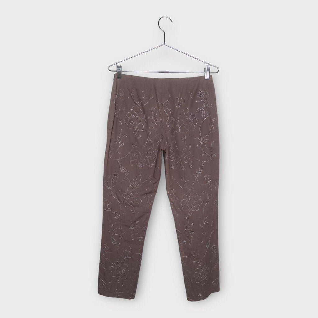 Purple & Silver Floral Stitch Tapered Pant