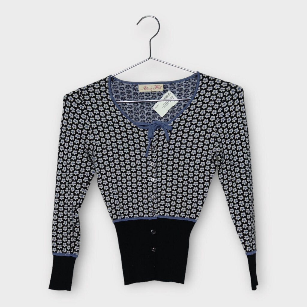 Blue & Black Floral Button Up Cardigan