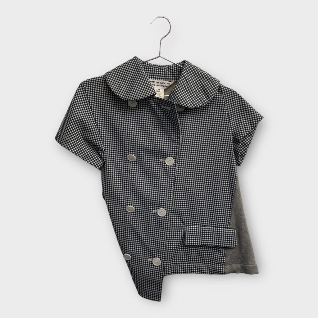Comme Des Garcons Blue Gingham Asymmetrical Top