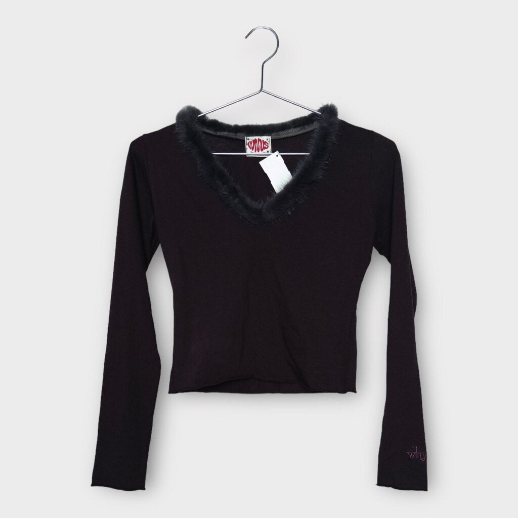 Purple Faux Fur Neckline Long Sleeve