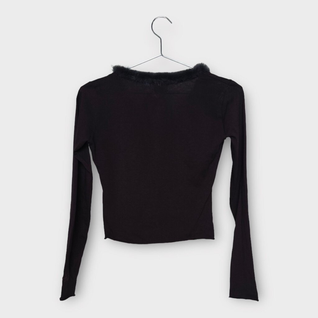Purple Faux Fur Neckline Long Sleeve