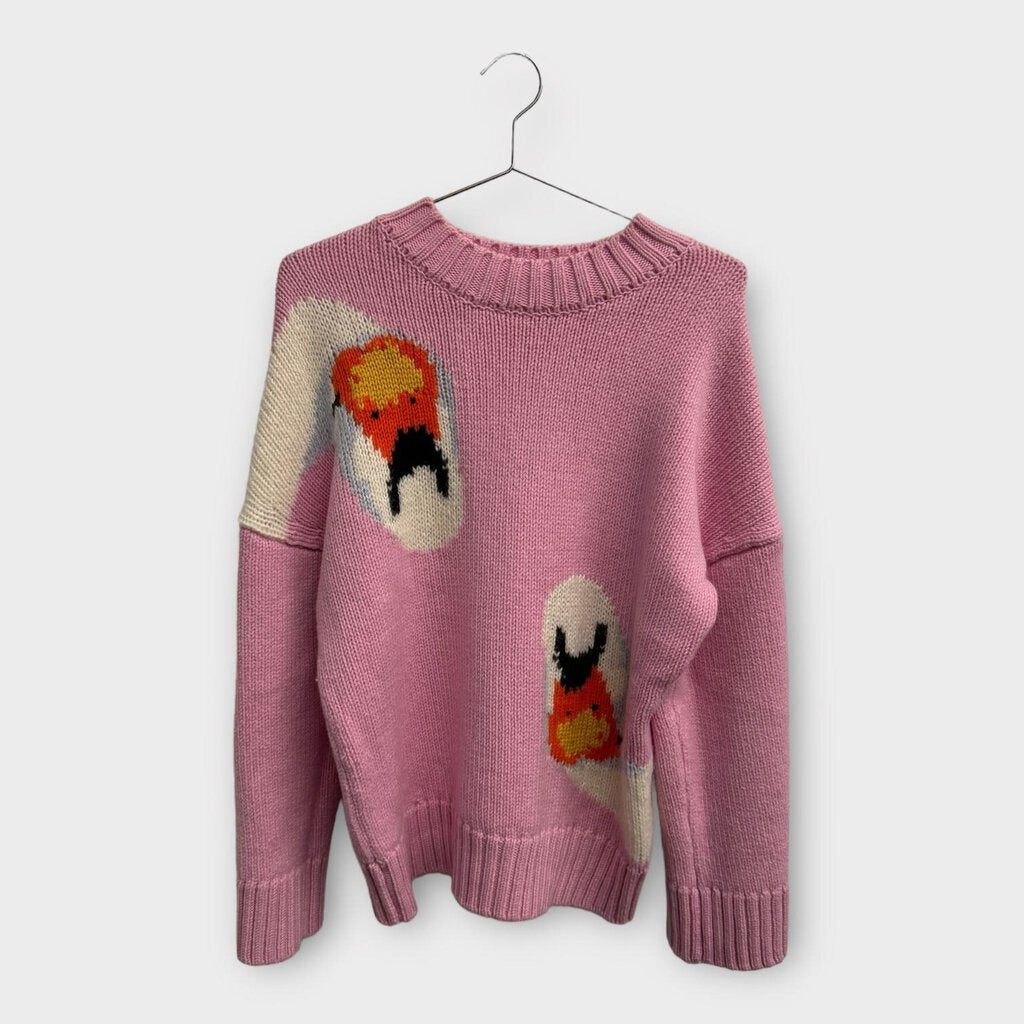 JW Anderson Pink Wool Knit Swan Jumper