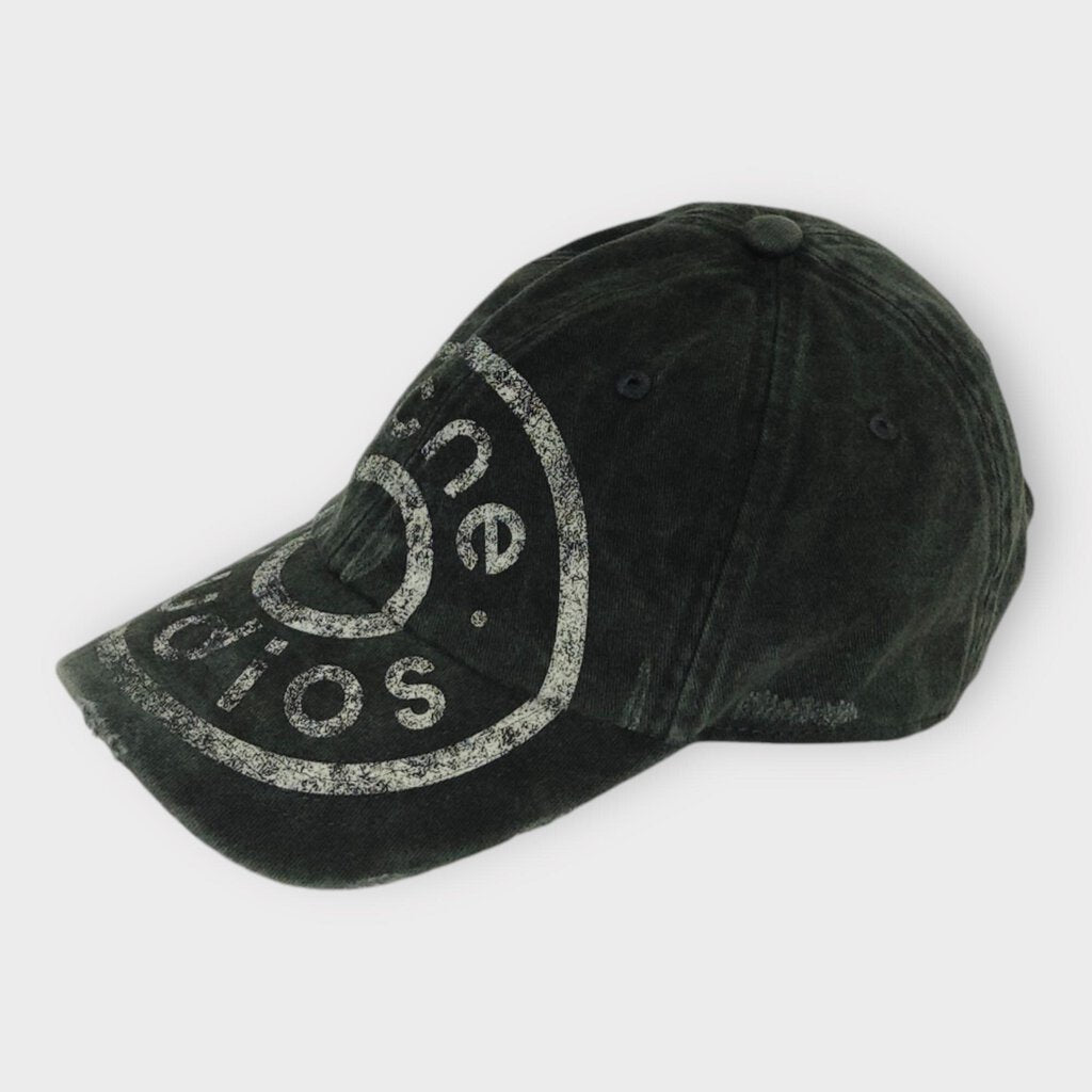 Washed Black Distressed Logo Cap