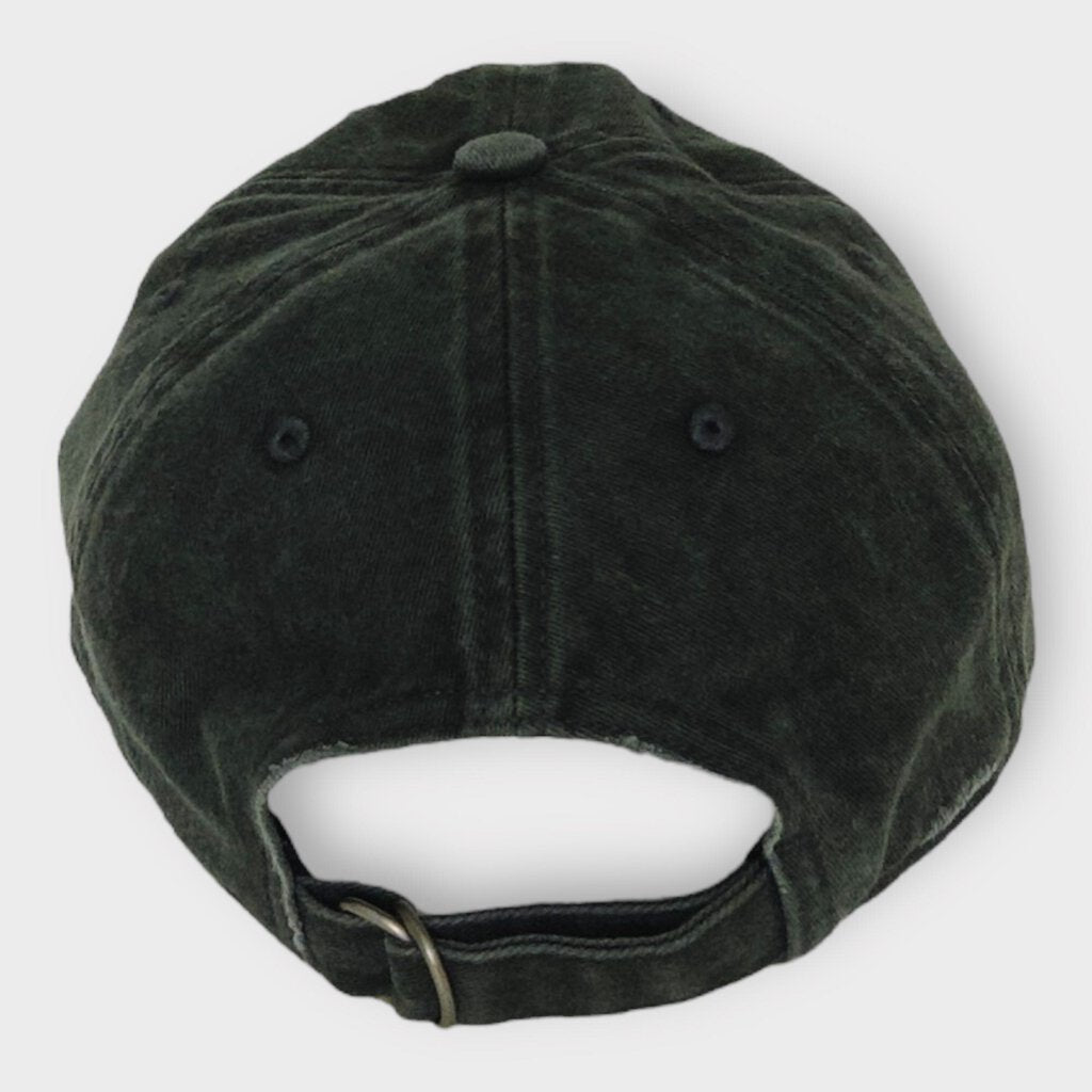 Washed Black Distressed Logo Cap