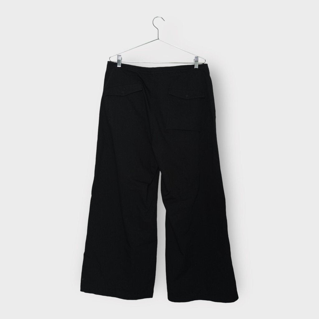 Black Drawstring Waist Wide Leg Pant