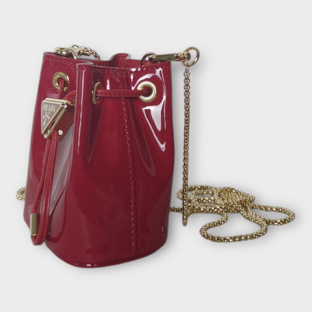 Red Vernice Patent Leather Drawstring Mini Bag