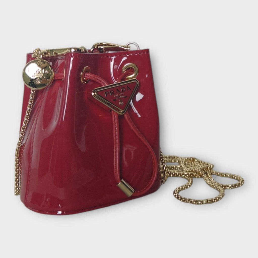 Red Vernice Patent Leather Drawstring Mini Bag