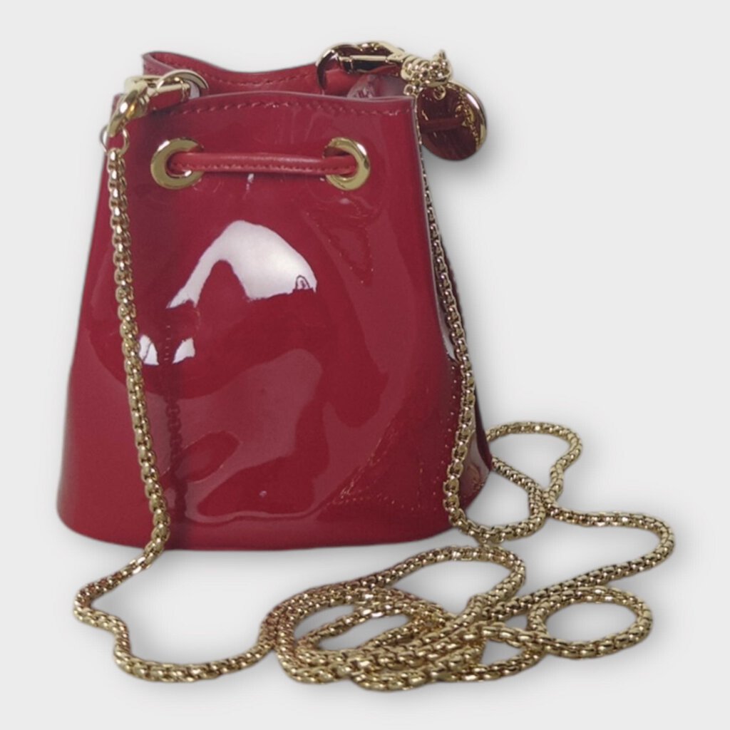 Red Vernice Patent Leather Drawstring Mini Bag