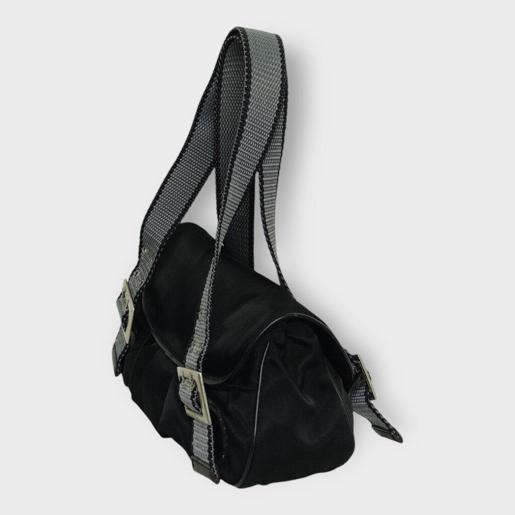 Black Nylon Baguette Grey Buckle Straps