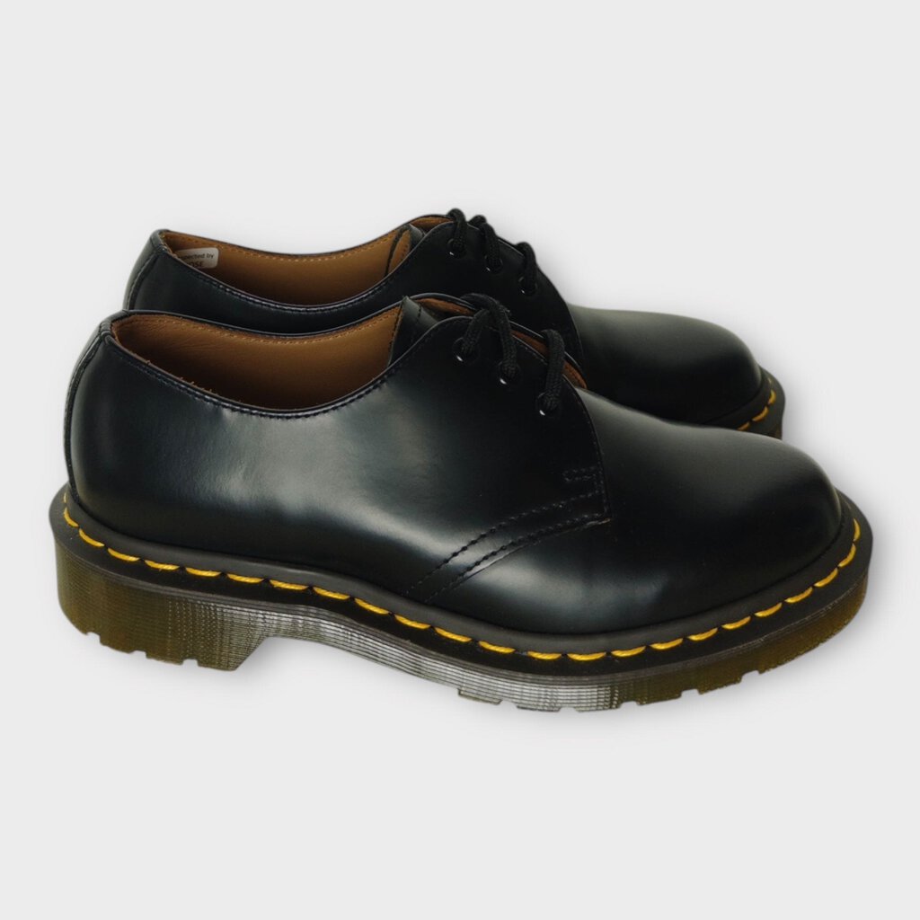 Black Leather 3 Eyelet Lace Up