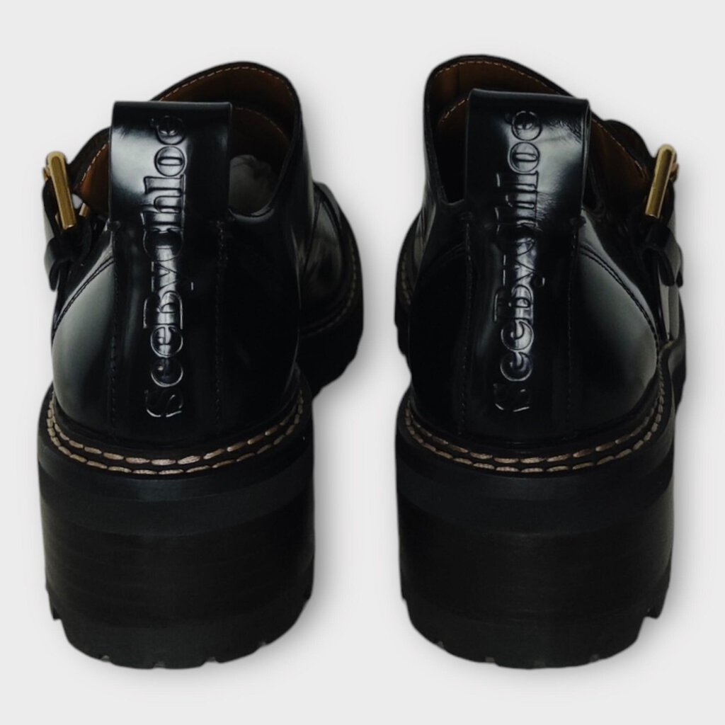 Black Patent Platform Loafer w Buckles