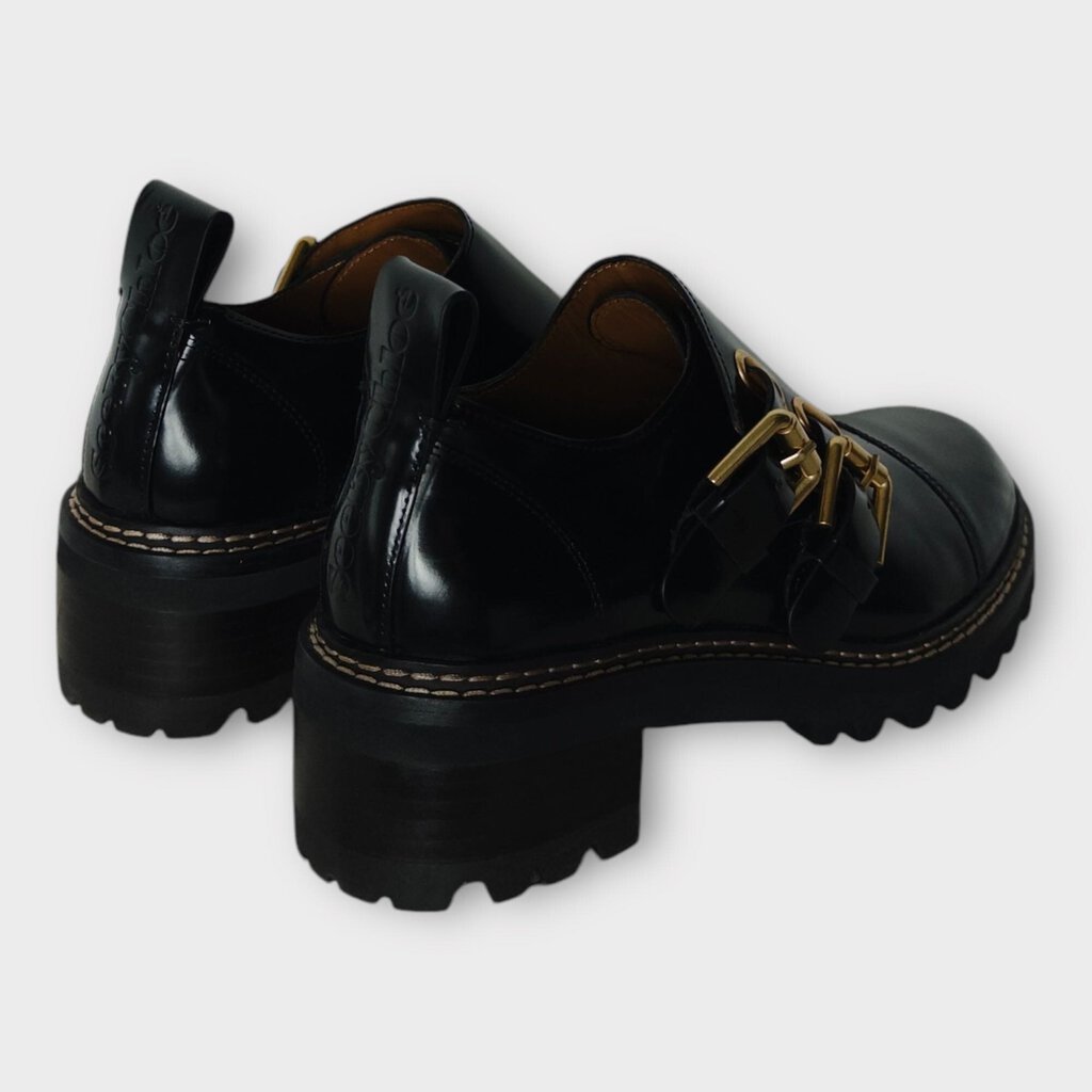 Black Patent Platform Loafer w Buckles